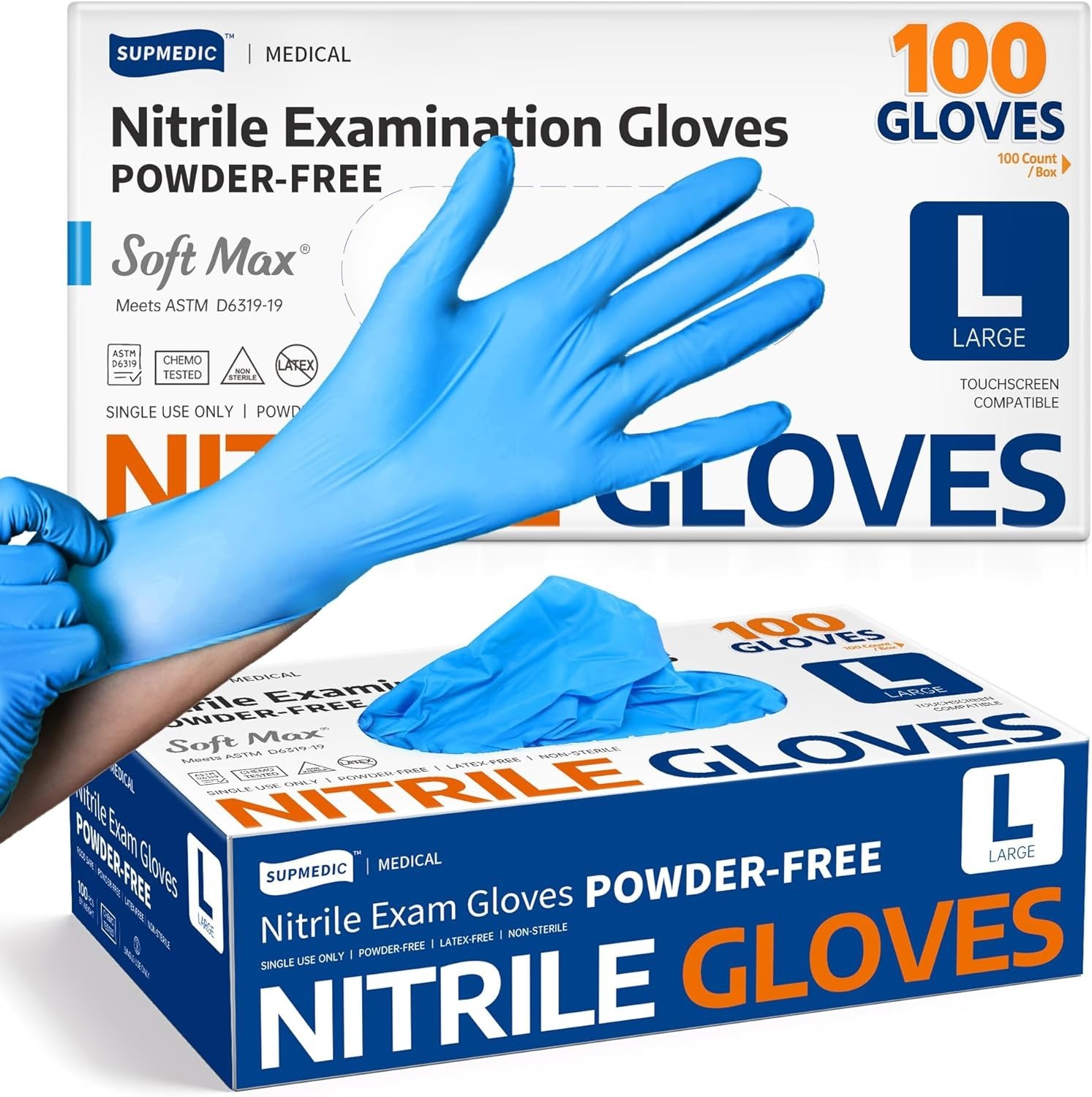 100 Count Large Nitrile Gloves – Food Safe, Waterproof & Allergy-Free Protection