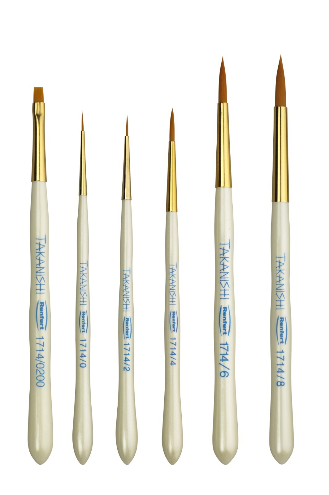 Takanishi Synthetic Bristle Brush Set 6 Sizes 6 Brushes Dental Synthetic Brushes
