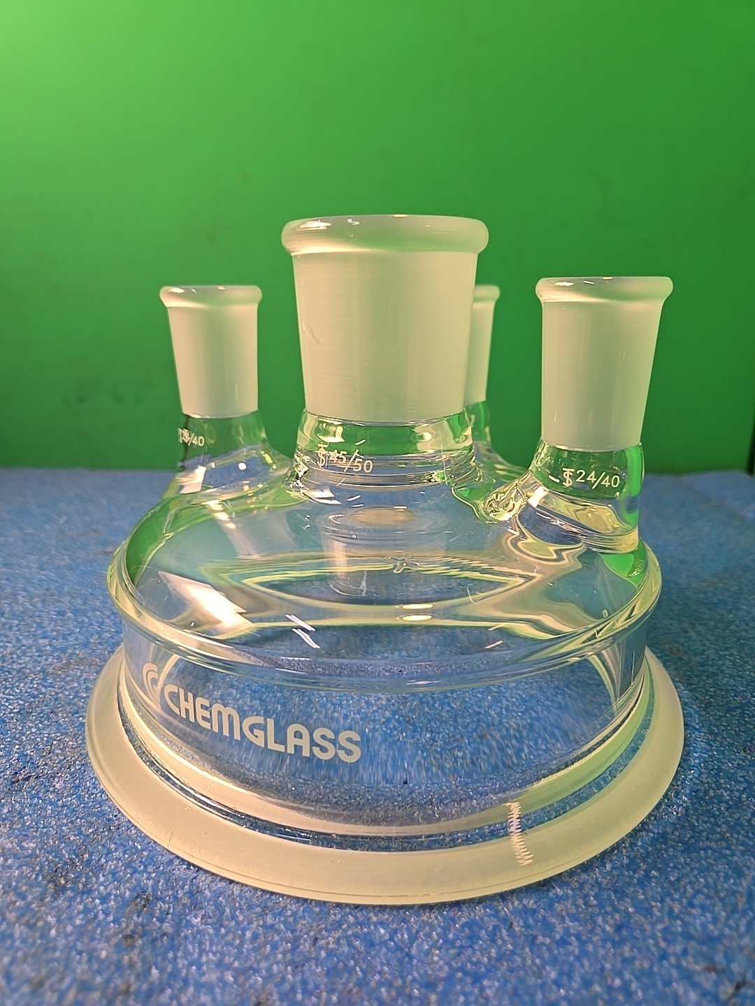 CHEMGLASS 4-Neck Reaction Vessel Lid 24/40+45/50 Necks 150mm Schott CG-1941-06