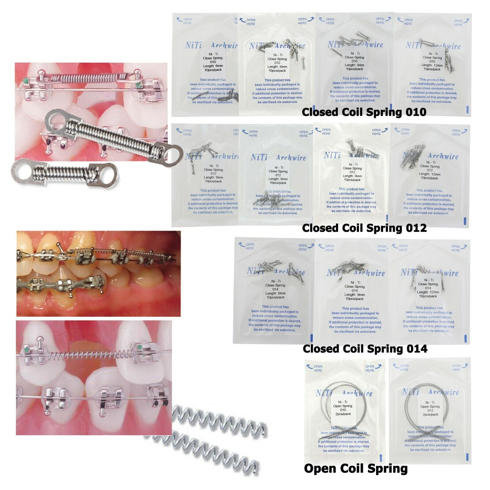 Dental Orthodontic Niti Alloy Open Coil Spring Closed Coil Spring Open & Closed
