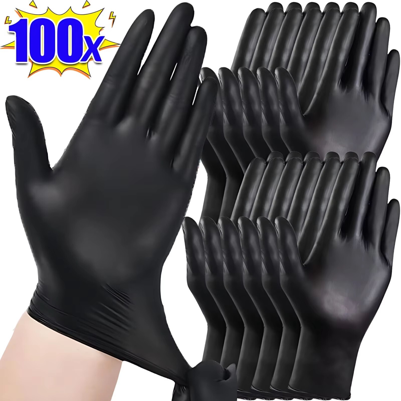 100PCS Disposable Black Nitrile Gloves for Household Cleaning Work Safety Tool