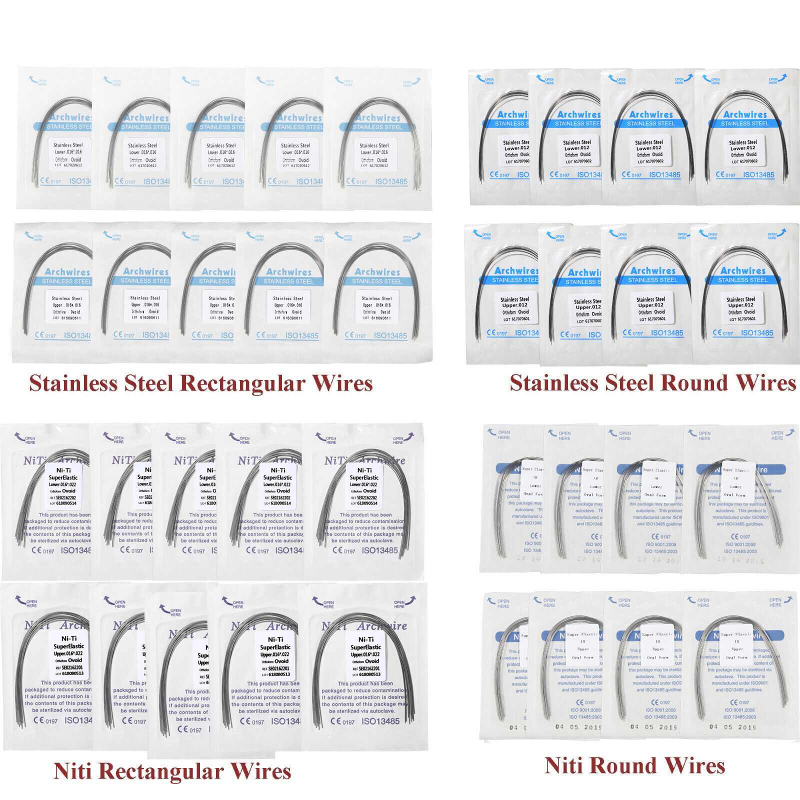 50 Bags Dental Super Elastic NITI/Stainless Steel/Thermal Activated Arch Wire