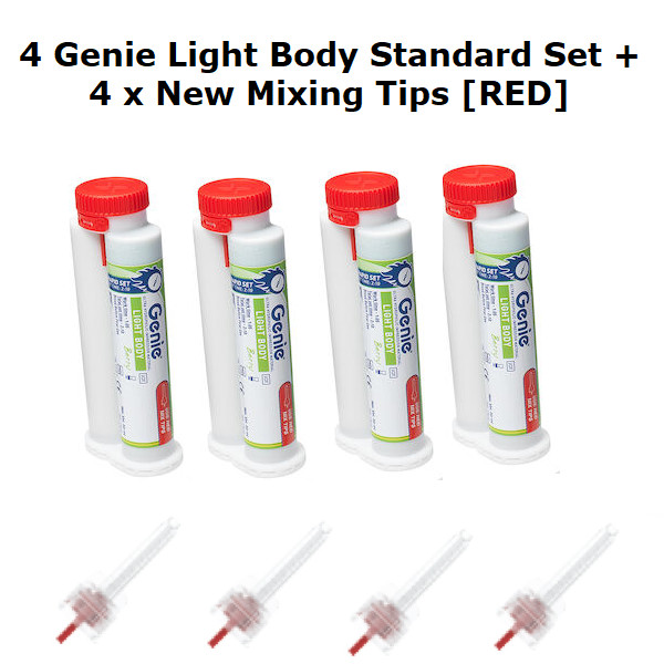 Genie 4x50mL Impression Material Cartridge Light Body Standard Set + 4 Tips