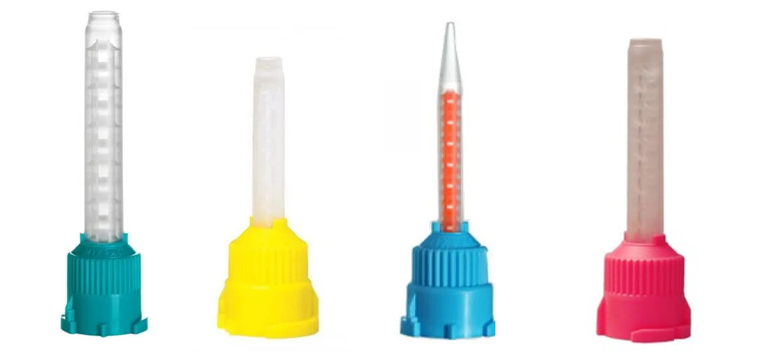 MIXPAC T-MIXER Waste-Saver Dental Mixing Tip (Teal, Yellow, Pink, Blue/Orange)