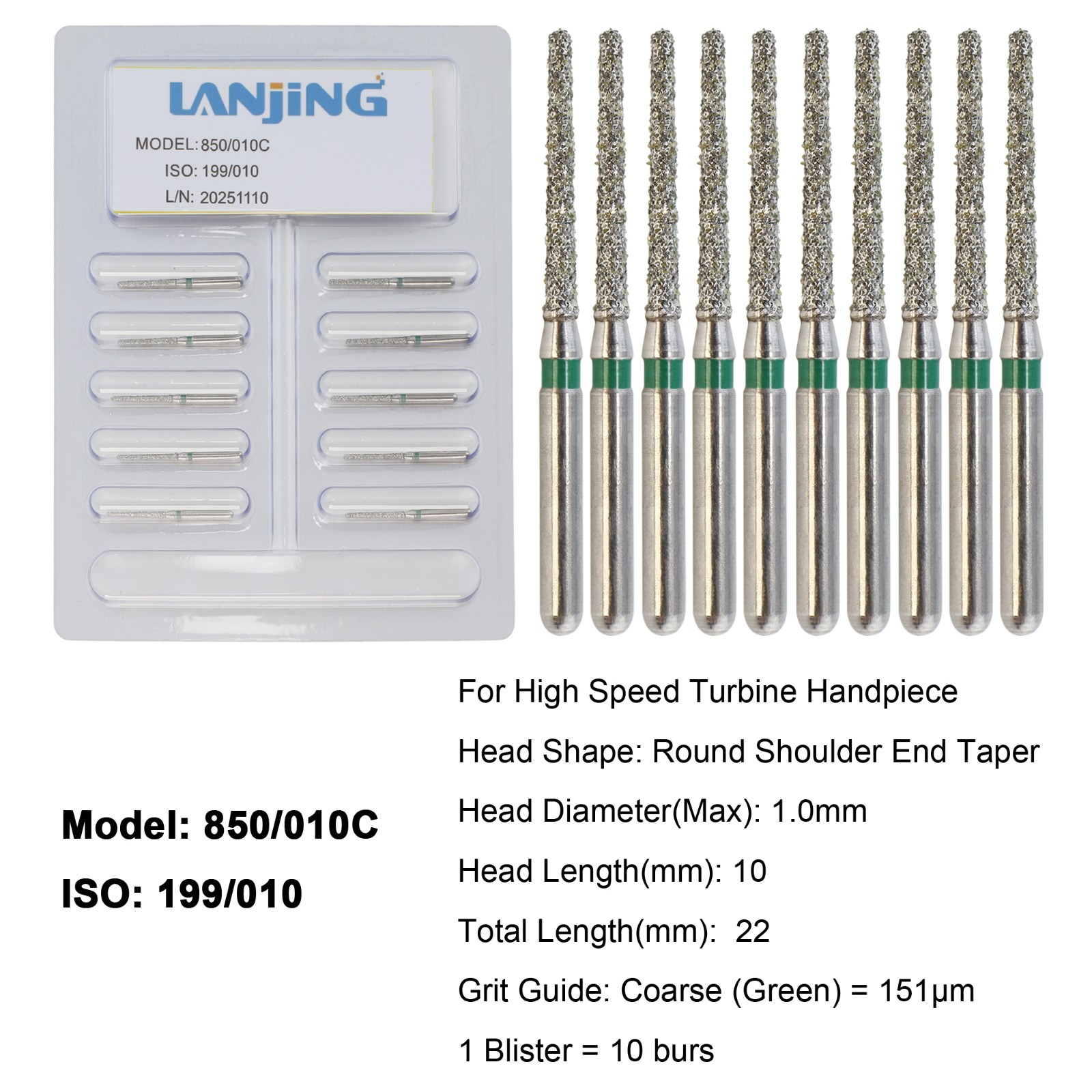 Dental Diamond Burs FG Round End Taper Football Barrel Pear Coarse Fine 856 379