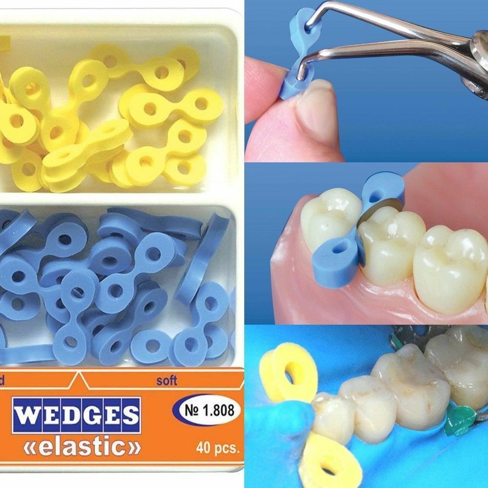 40 Pcs Dental Elastic Fixing Wedges Sectional Matrix Composite Rubber Dam 1.808