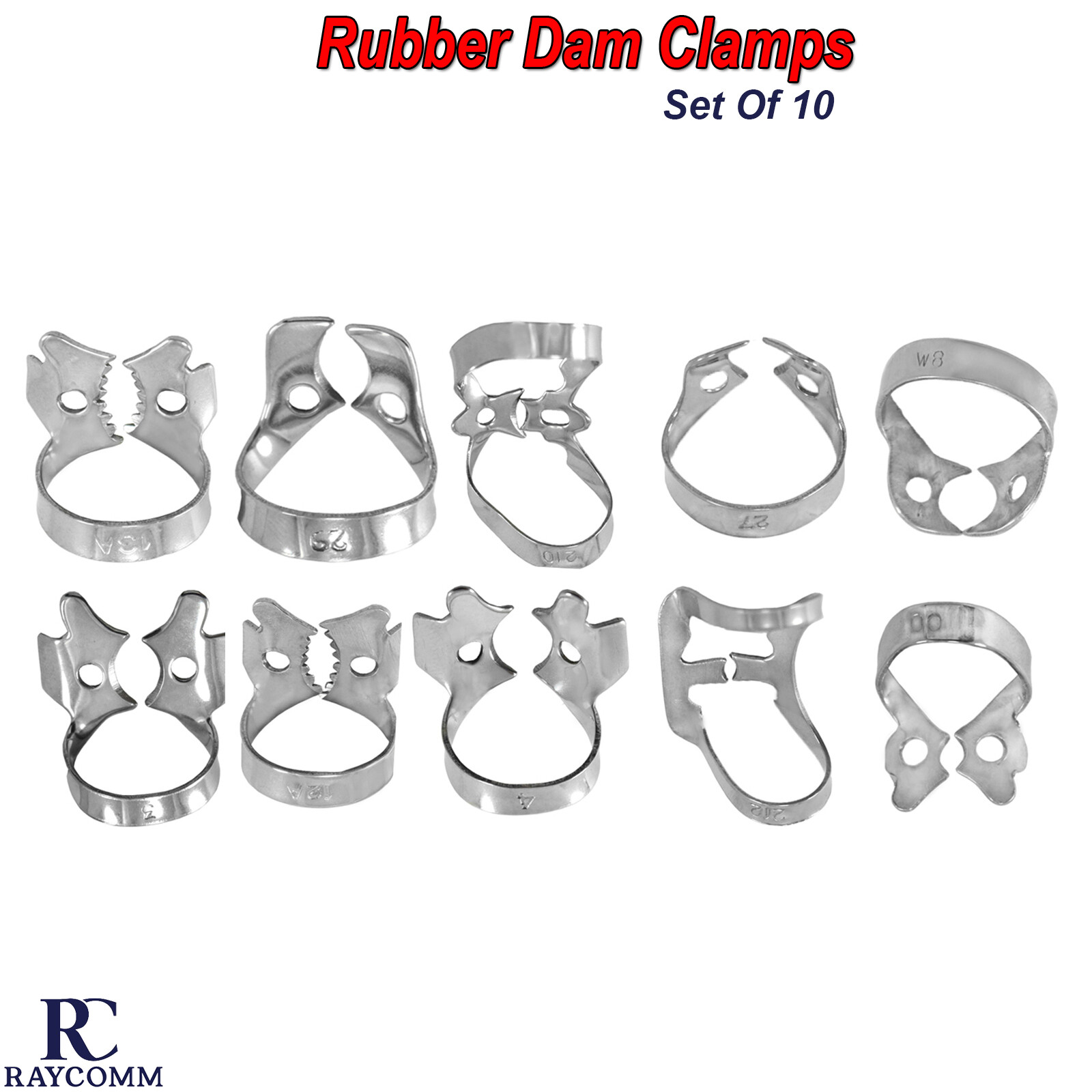 Dental Rubber Dam Clamps Brinker Endodontic Clamp Surgical Instruments Set Of 10
