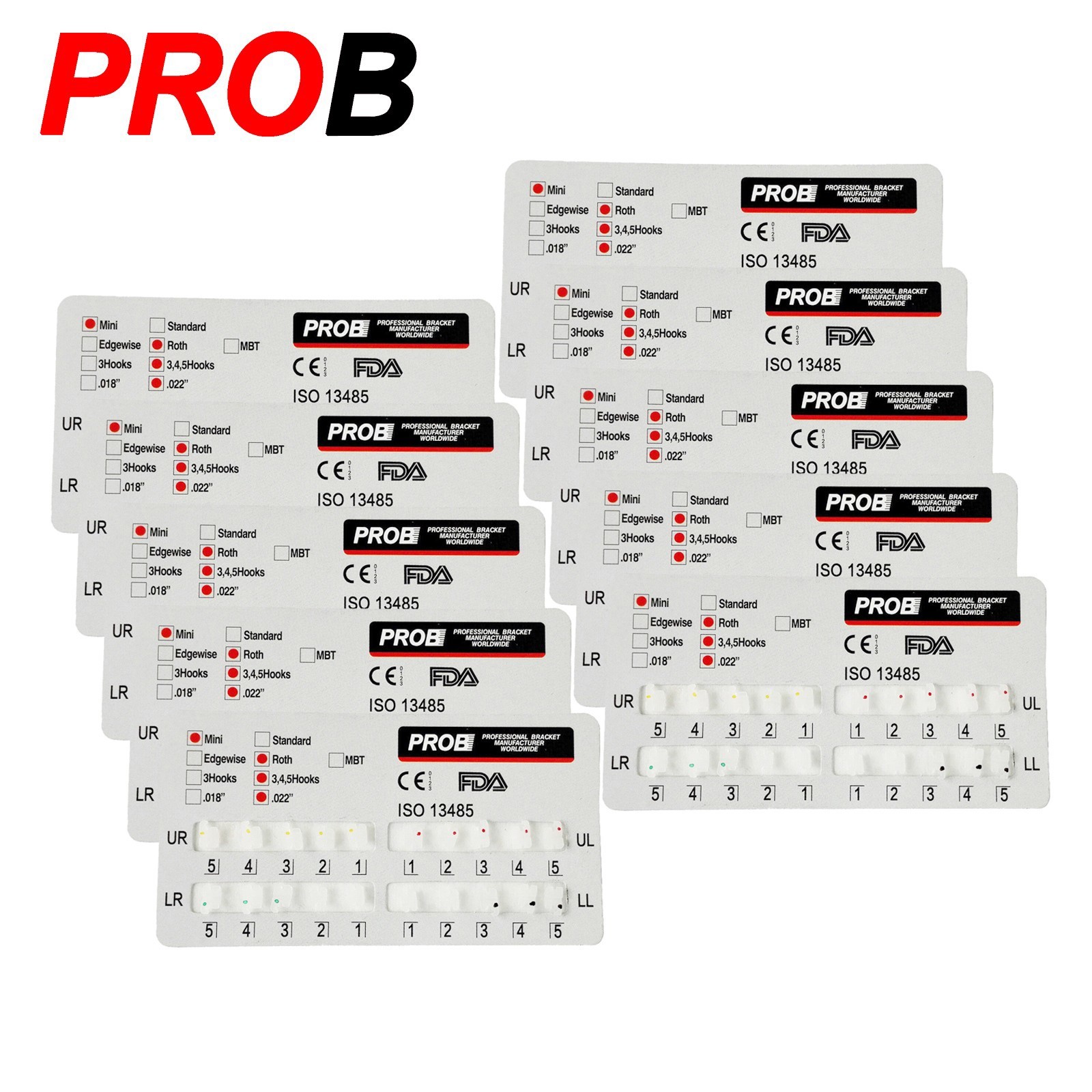 PROB Orthodontic Dental Bracket Ceramic Braces Standard/Mini Roth/MBT 022 3/345H