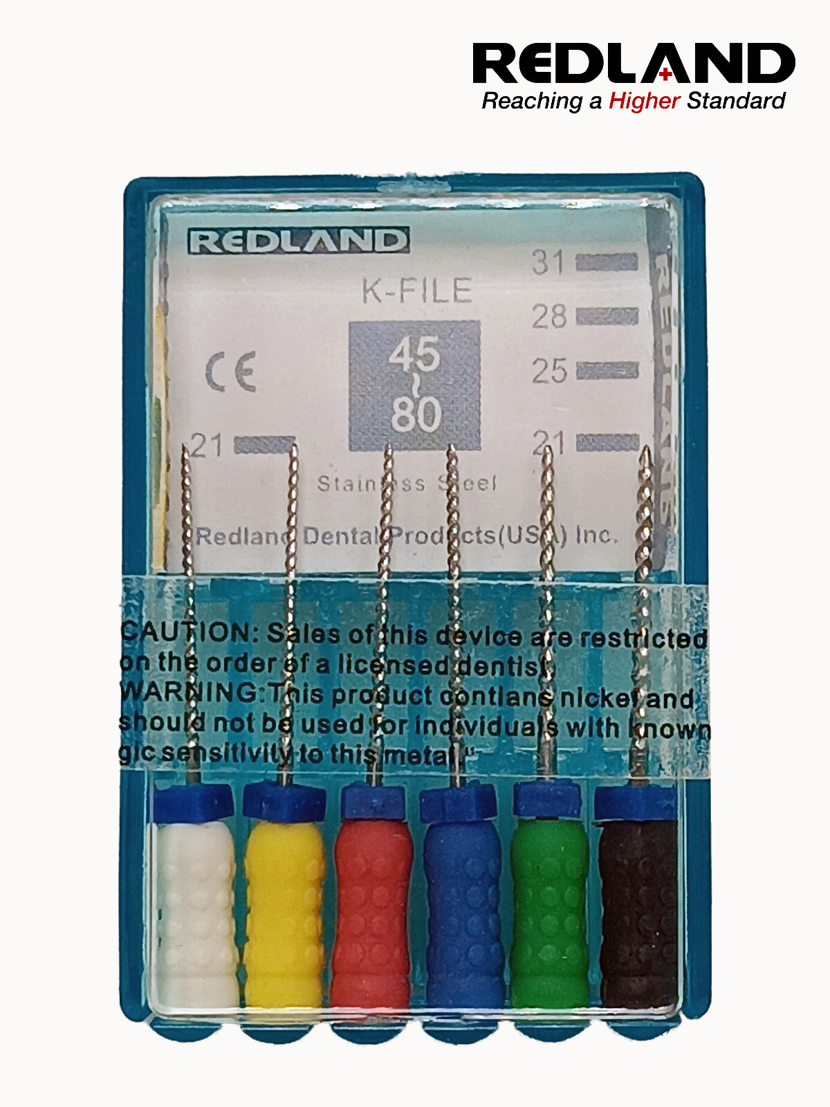 REDLAND Endodontic Root Canal K-file 21mm Size 15-45-80 (6 per pack)
