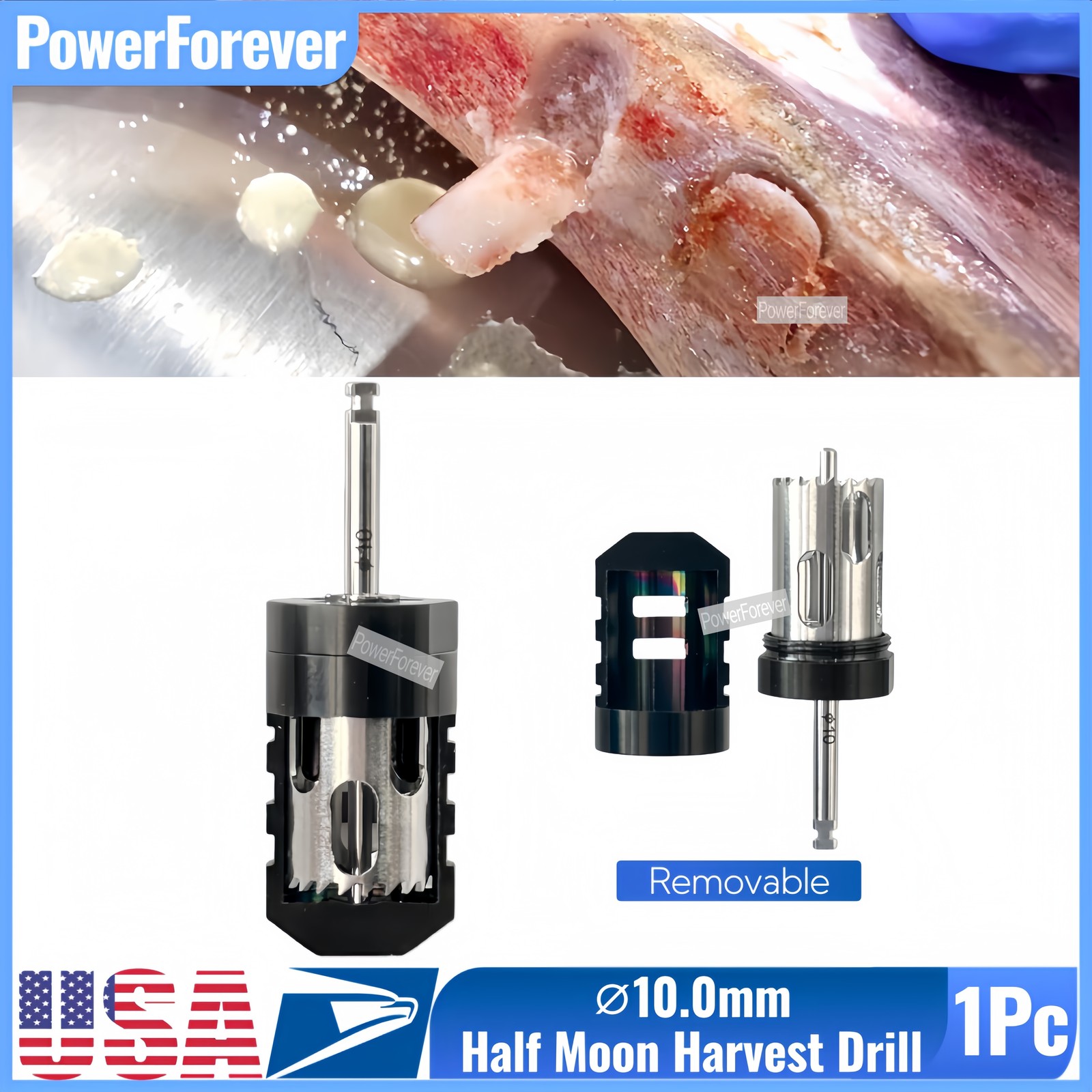 USA ⌀10.0 Dental SLT Half Moon Bone Harvest Drill Semilunar Technique Collector