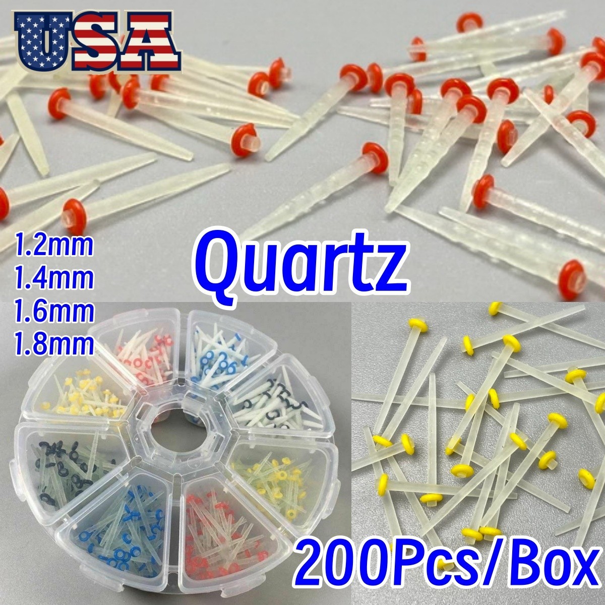 200*Dental Quartz Fiber Post Fiber Post teeth Restorative 1.2/1.4/1.6/1.8mm/mix