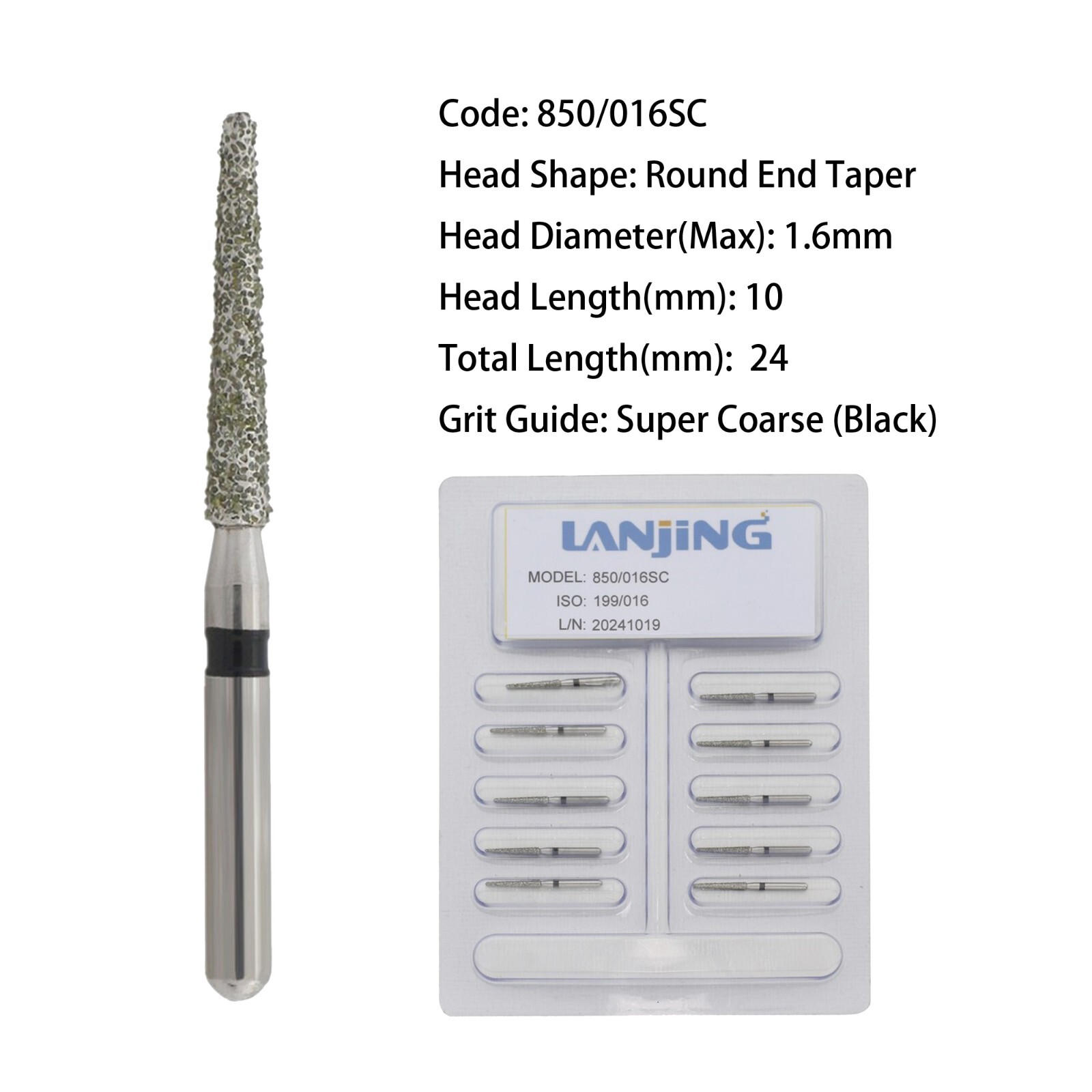 Dental Diamond Burs 850/016SC 856/016C Round End Taper FG Shank High Speed Bur