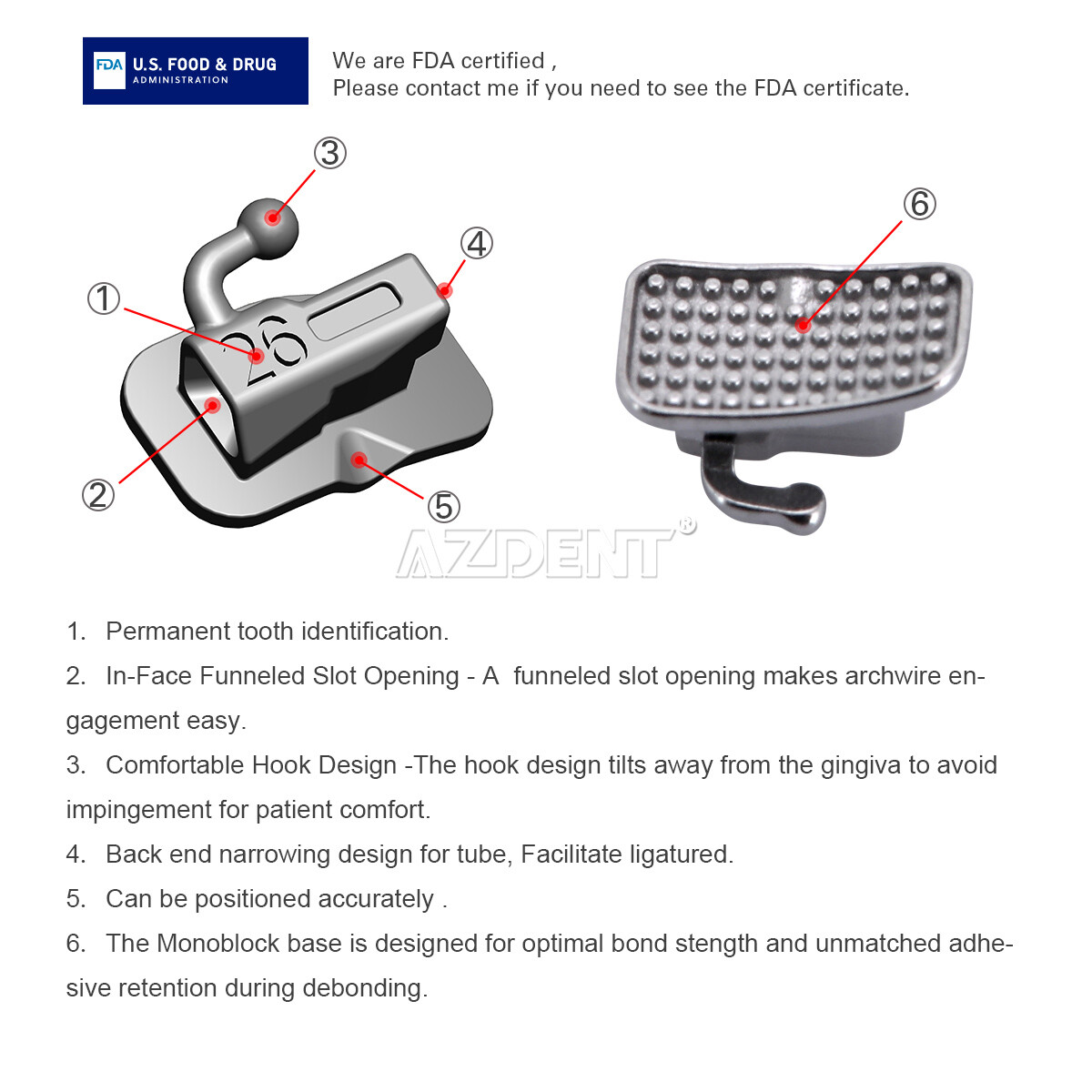 AZDENT Brackets ortodónticos dentales autoligables Roth/MBT.022 Ganchos 345