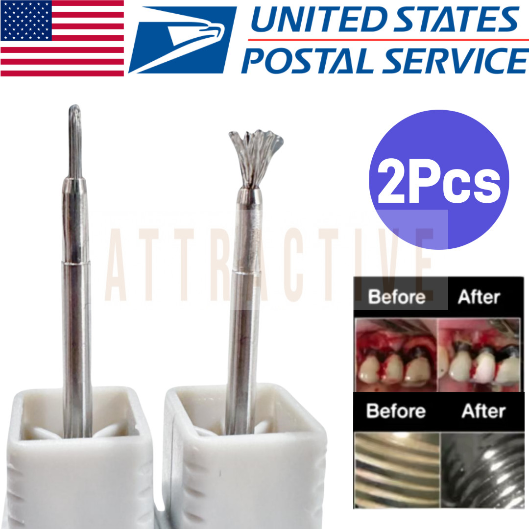 2Pcs Dental Fixture Surface Threads Cleaning Brush Titanium Brushes Debridement