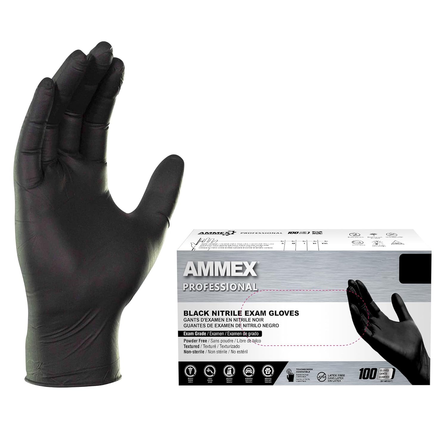 guantes desechables examen nitrilo negro 3 mil sin latex ni talco aptos comida