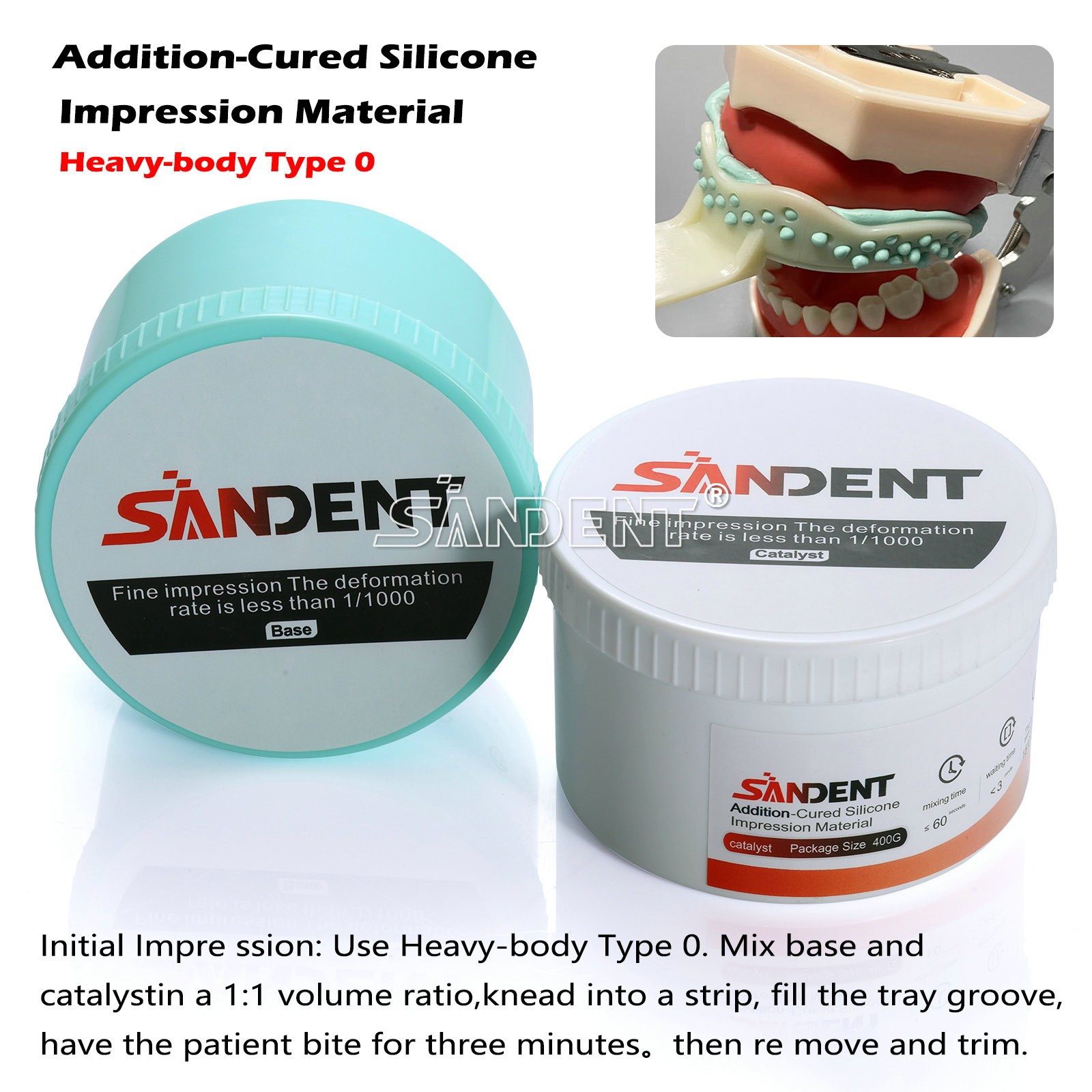 Dental Soft Putty Impression Material (400 g Base + Catalyst) Regular Set Heavy