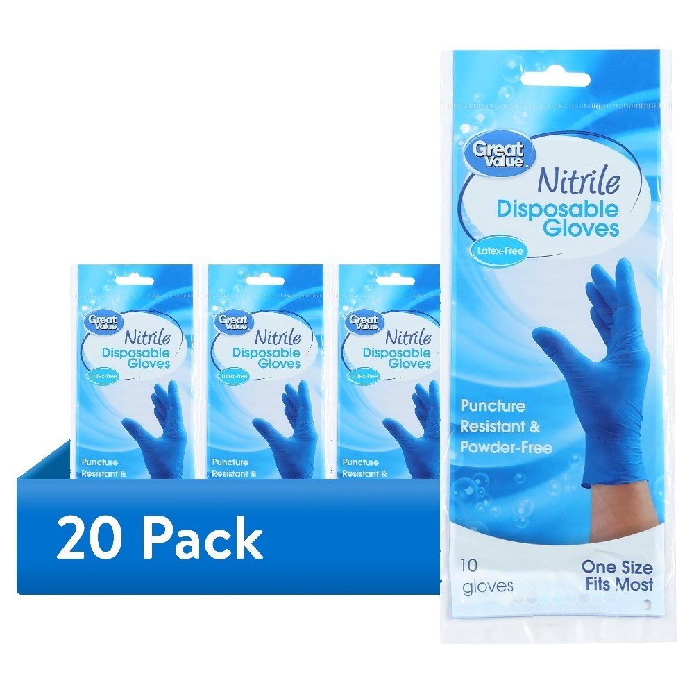 (20 pack) Puncture Resistant Nitrile Disposable Multipurpose Cleaning Gloves,