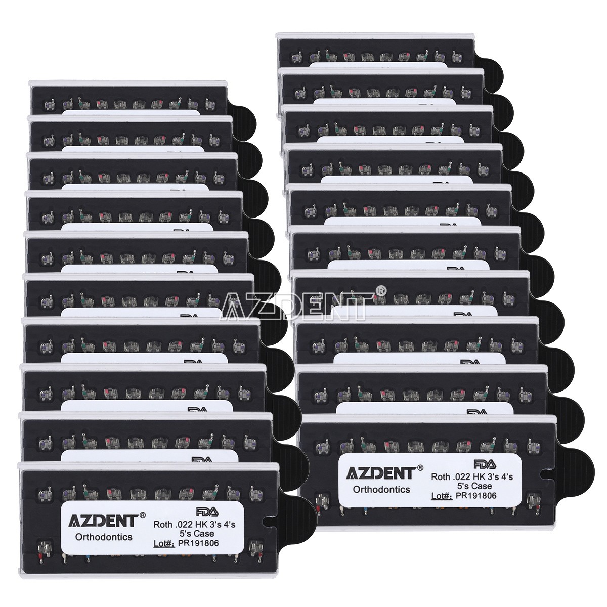 20Pc AZDENT Dental Orthodontic Bracket Metal Braces MINI Roth.022 HK345 case