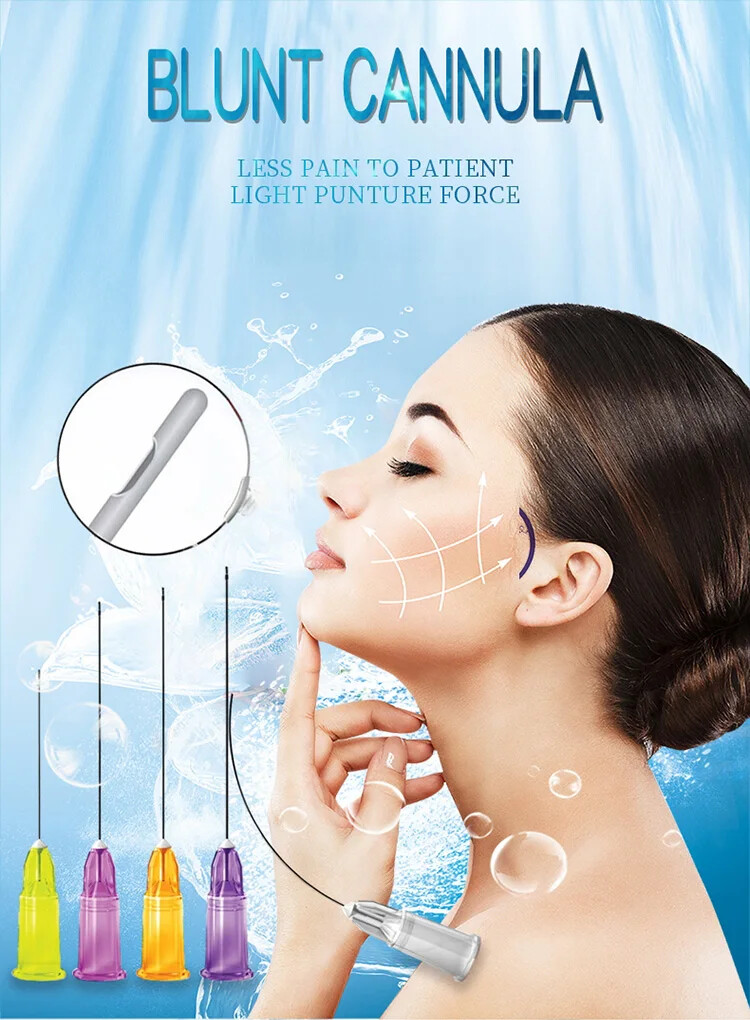 50pcs/Box Blunt-tip Cannula for filler injection acid facial slight blunt needle