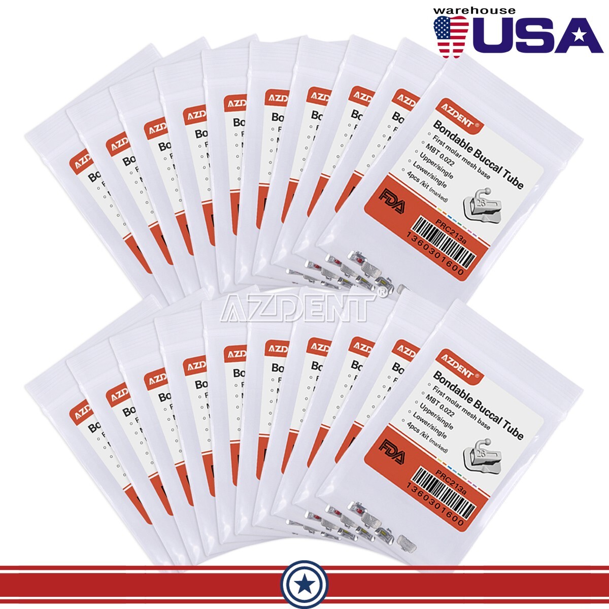AZDENT Dental Orthodontic Buccal Tube 1st Molar MBT 022 Bondable Non-conv
