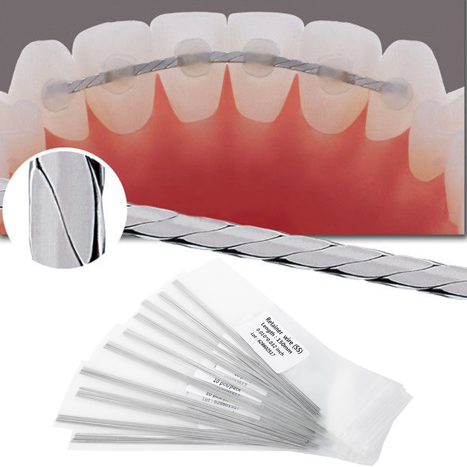 10 Pcs/Pack Dental Orthodontic Stainless Steel Flat Strand Lingual Retainer Wire