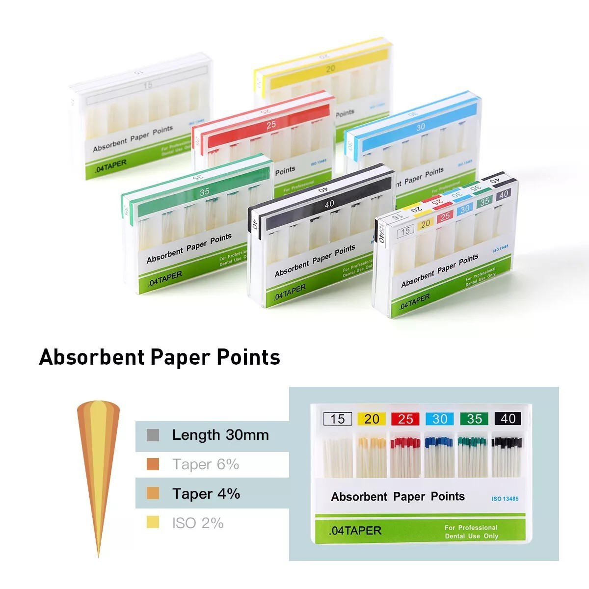 Dental Endo Root Canal Gutta Percha Points / Absorbent Paper Points Taper 0.02