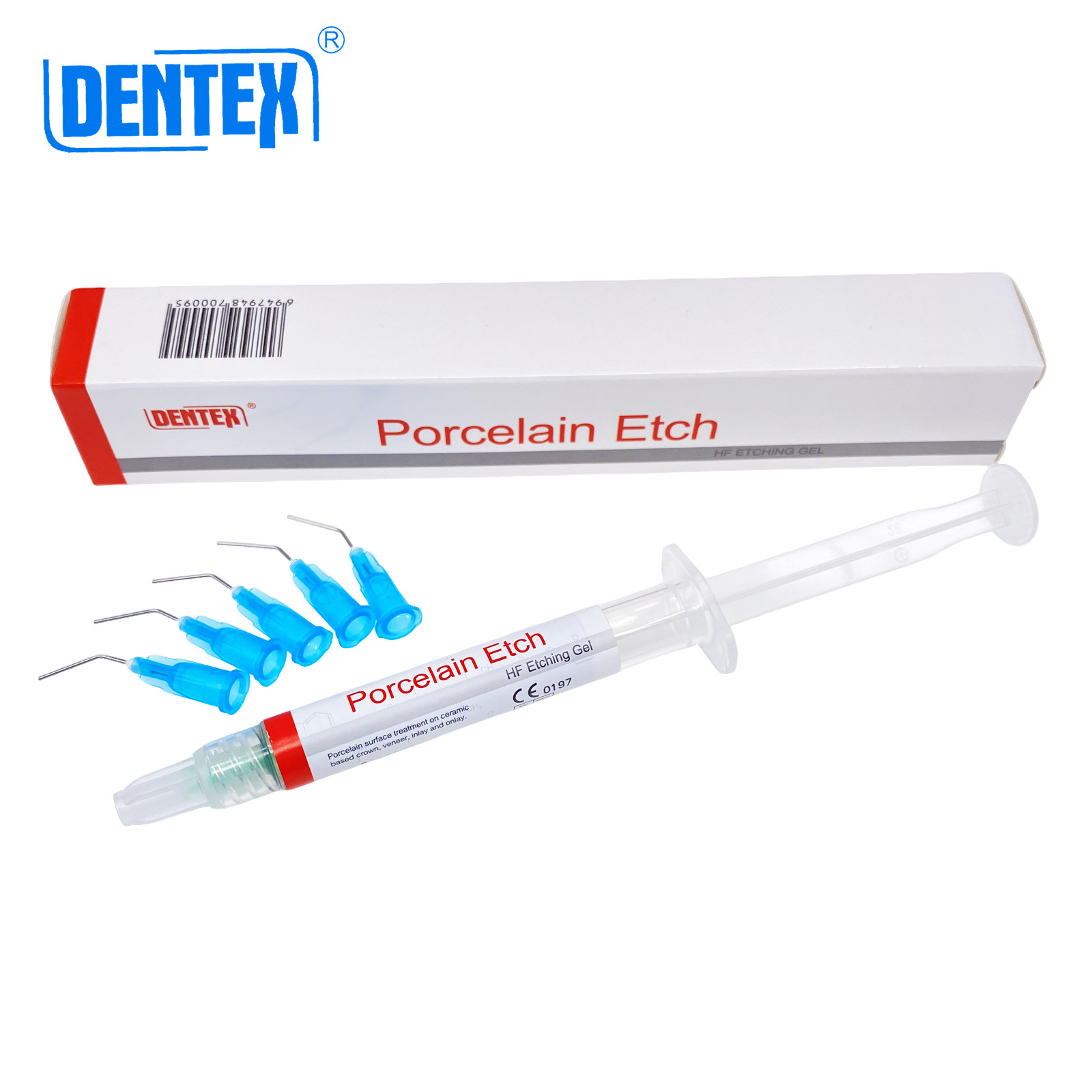 Dentex Dental Etch Porcelain Etch Gel 9.5% Hy drofluoric Acid Etchant 2.5ml