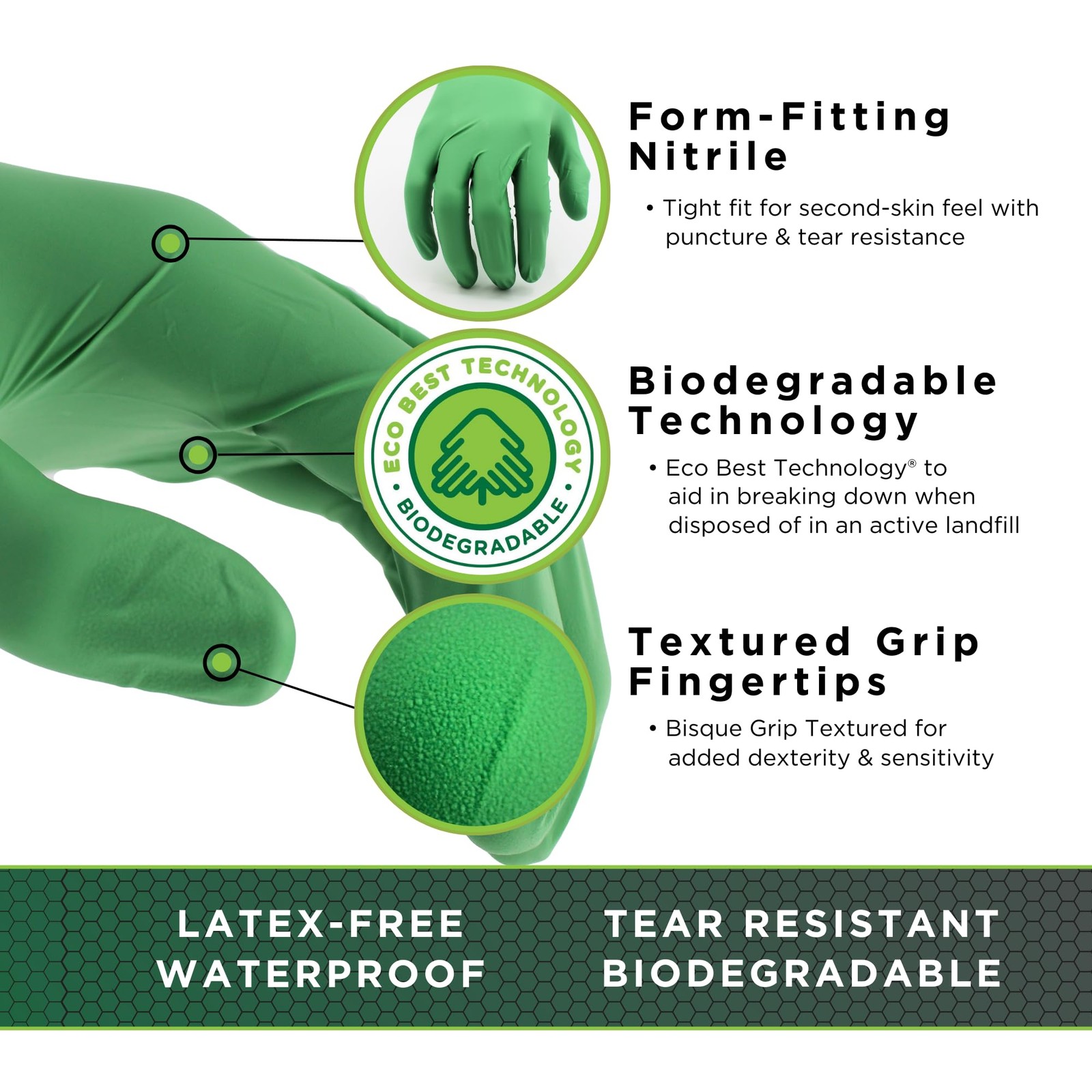 SHOWA 6110PF Nitrile Disposable Gloves, Powder~Free, Large, 100 Count