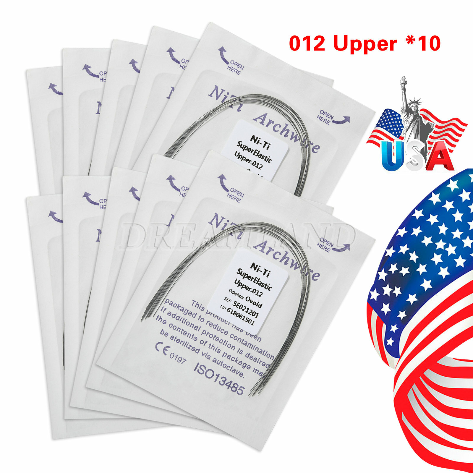 10/100 pcs Dental Orthodontic Super Elastic Niti Arch Wire Round Ovoid Form USA