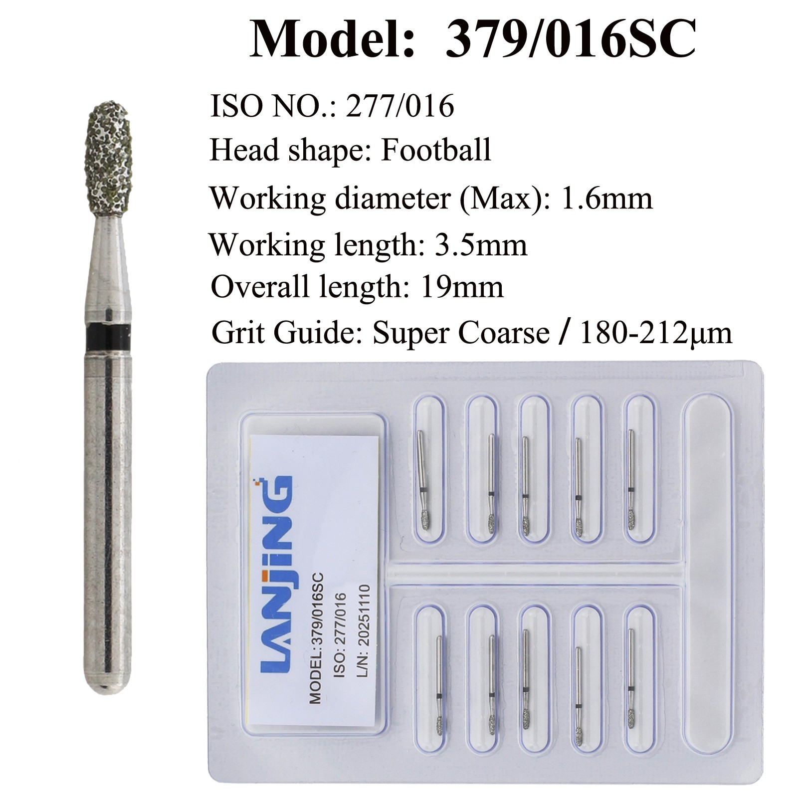 Super Coarse Diamond Bur Dental Burs FG Round End Taper Cylinder Egg Barrel Burr