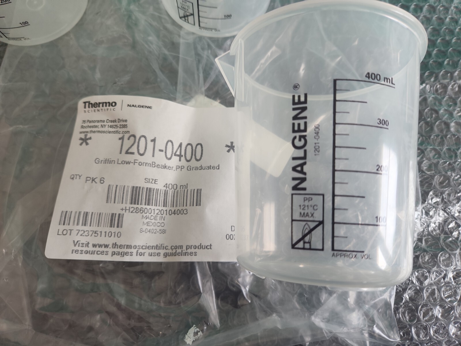 🆕️*LOT OF 6*Thermo Fisher Scientific 1201-0400 Nalgene 400mL Beakers |🇺🇸 SHIP