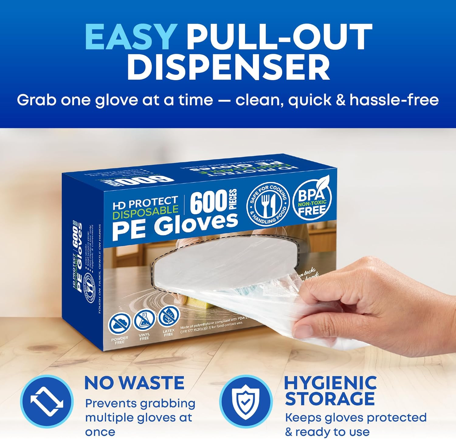Disposable Food Service Gloves 600 Pack – Food Safe, BPA & Latex-Free HDPE – Foo