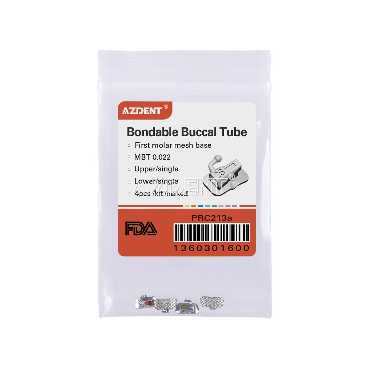 AZDENT Dental Orthodontic Buccal Tube 1st Molar MBT 022 Bondable Non-conv