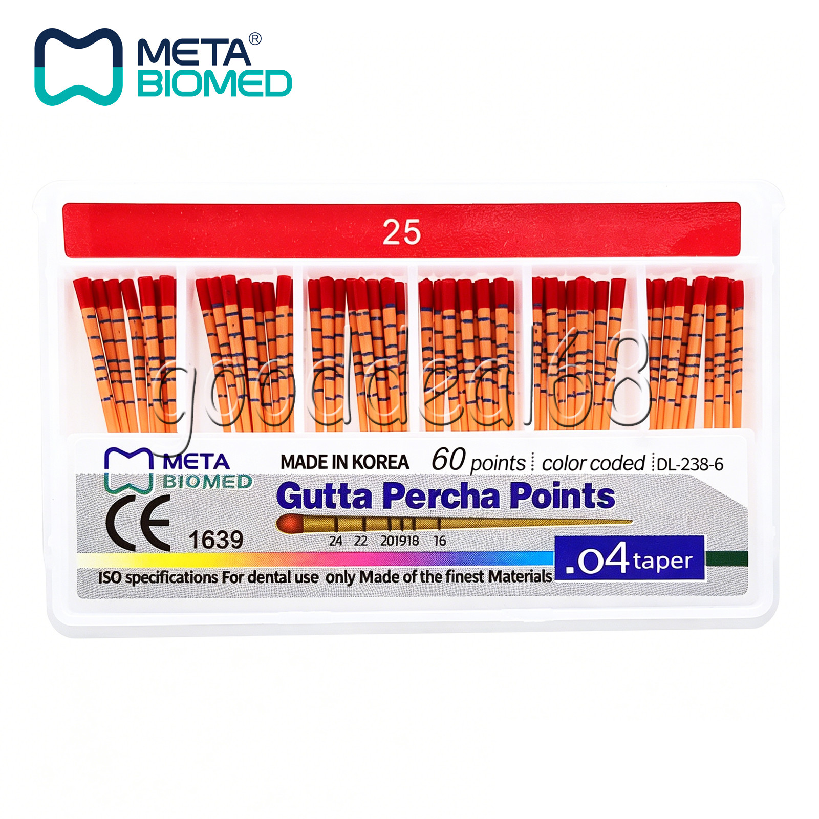 Dental Meta Gutta Percha Points Taper 0.4 or 0.6, or Standart Taper, All Sizes
