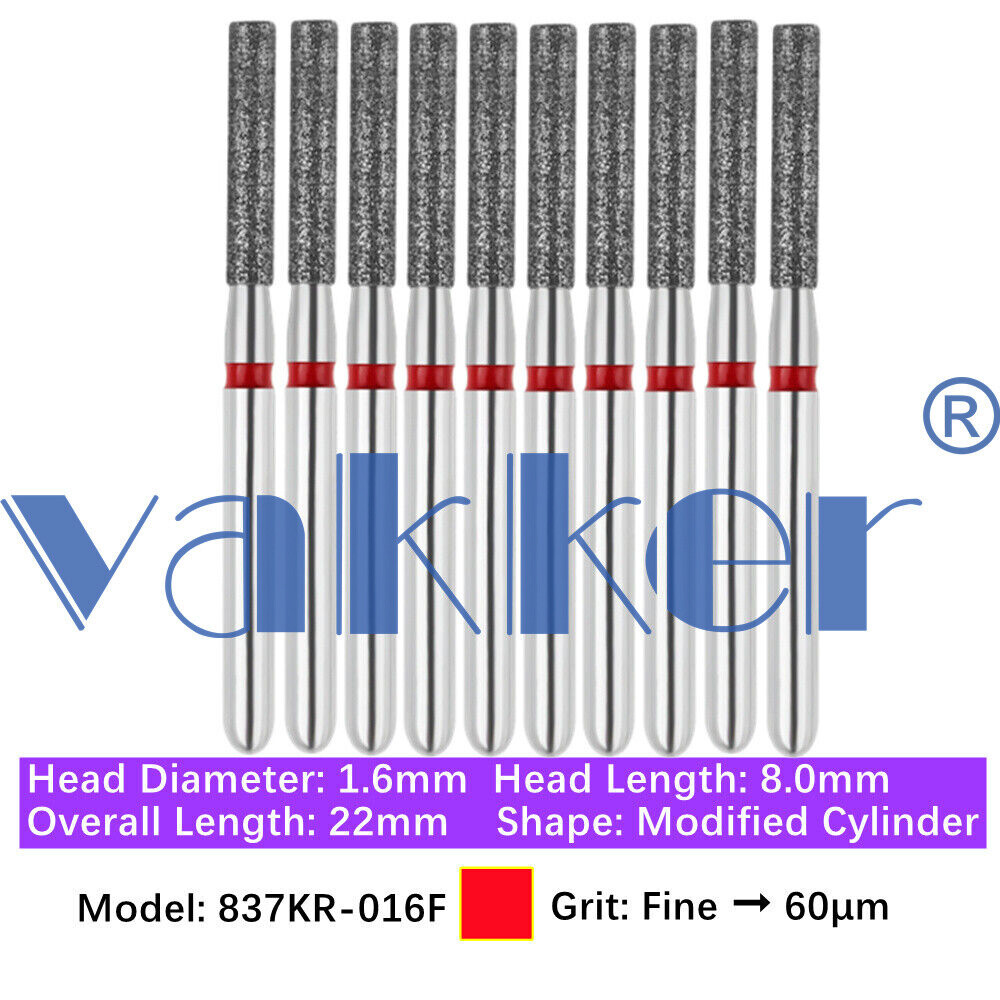 10pc Dental FG Diamond Burs for High Speed Flat/Round End Cylinder Polishing Bur