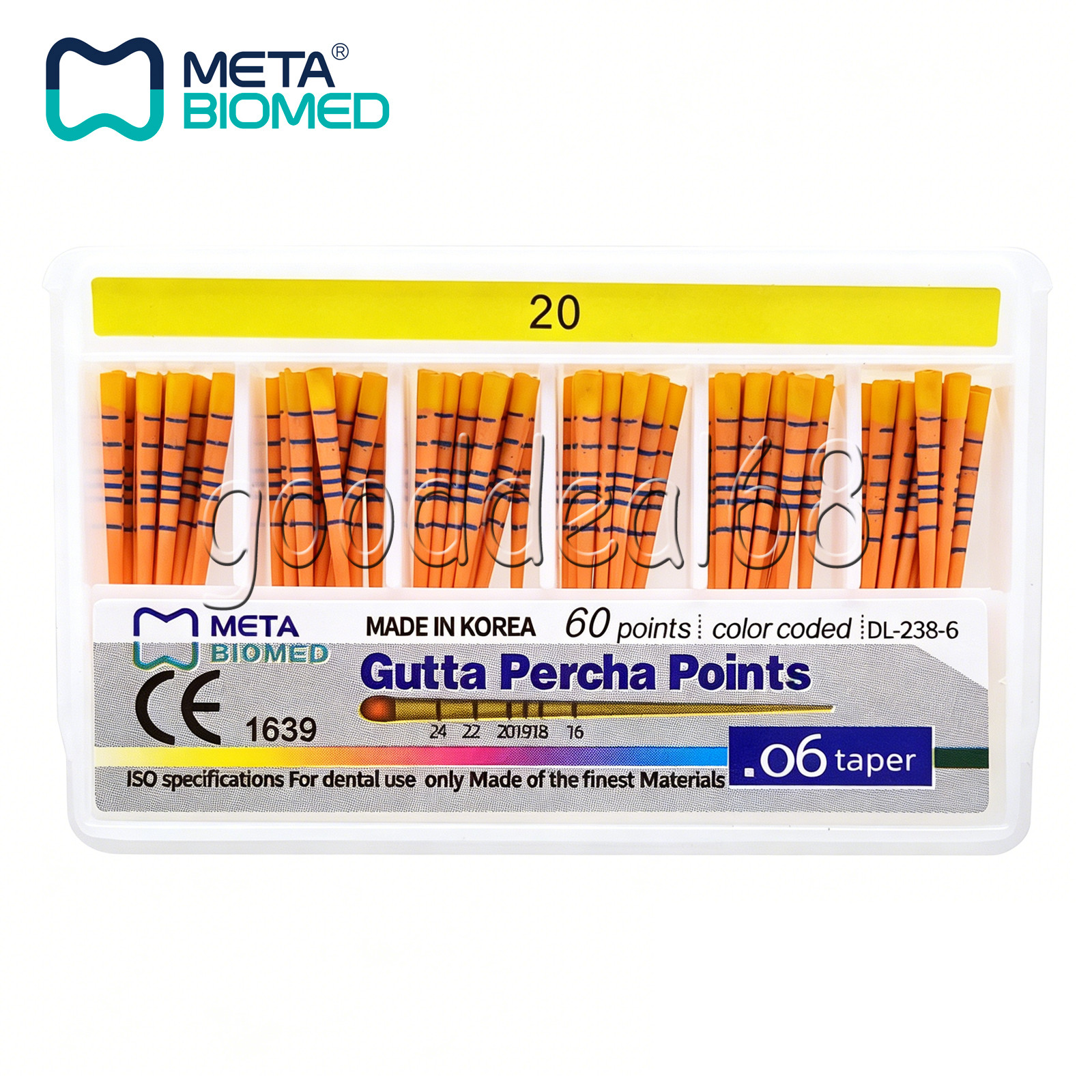 Dental Meta Gutta Percha Points Taper 0.4 or 0.6, or Standart Taper, All Sizes