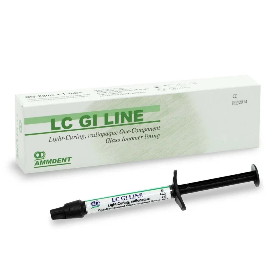 One Component GIC Liner 2gm Syr Dental LC GI LINE Light Curing Radiopaque FREE S