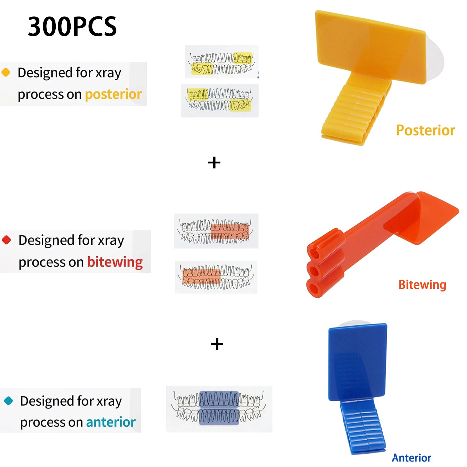 Dental X-ray Sensor Holder Self-Adhesive Bite block fits Ring Arm 300 pcs