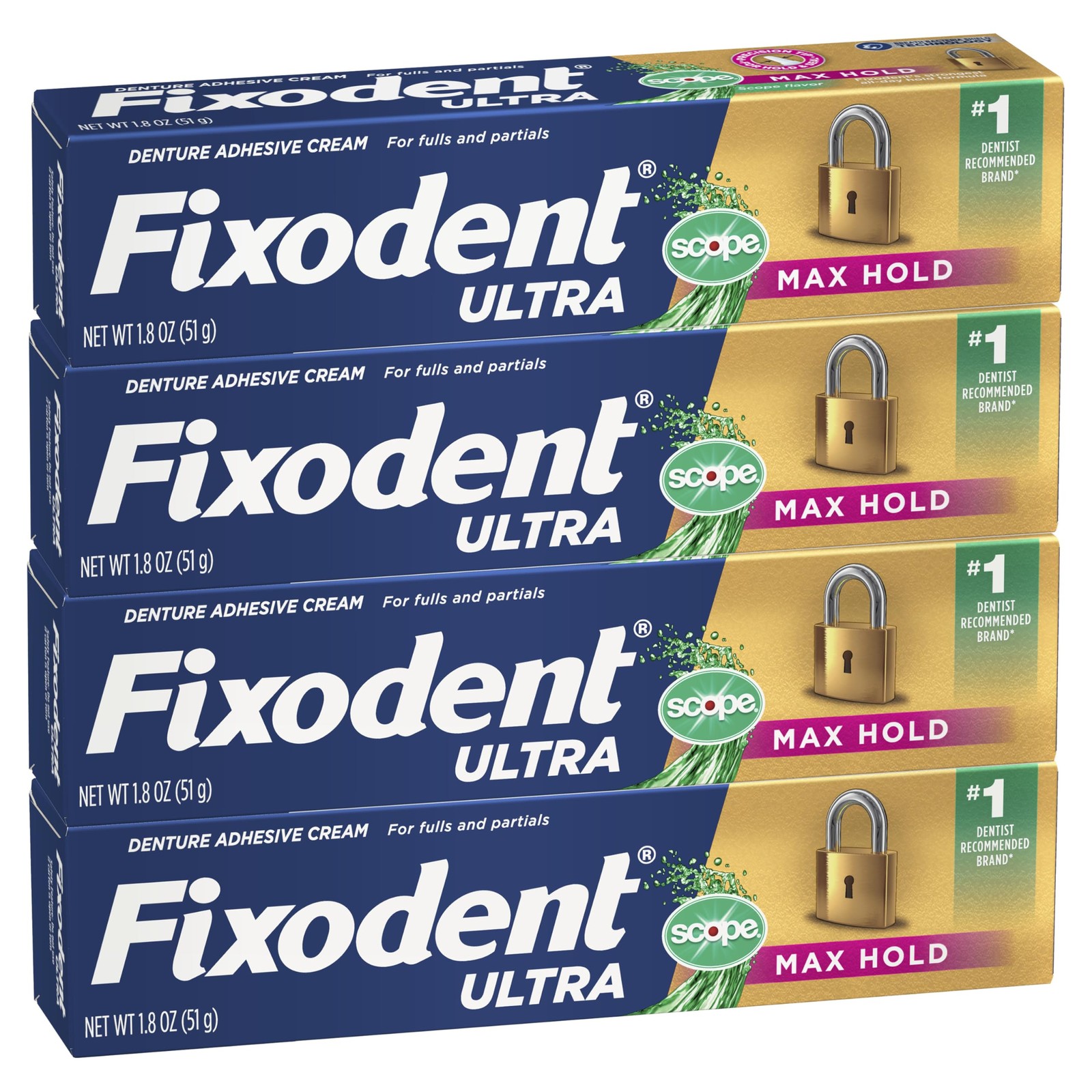 Ultra Max Hold Plus Scope Secure Denture Adhesive for Full and Partial Blue