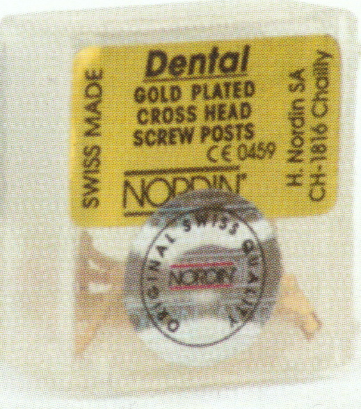 Dental Screw Post by * NORDIN * Refill of Kit 12 posts Gold Medium Size M6