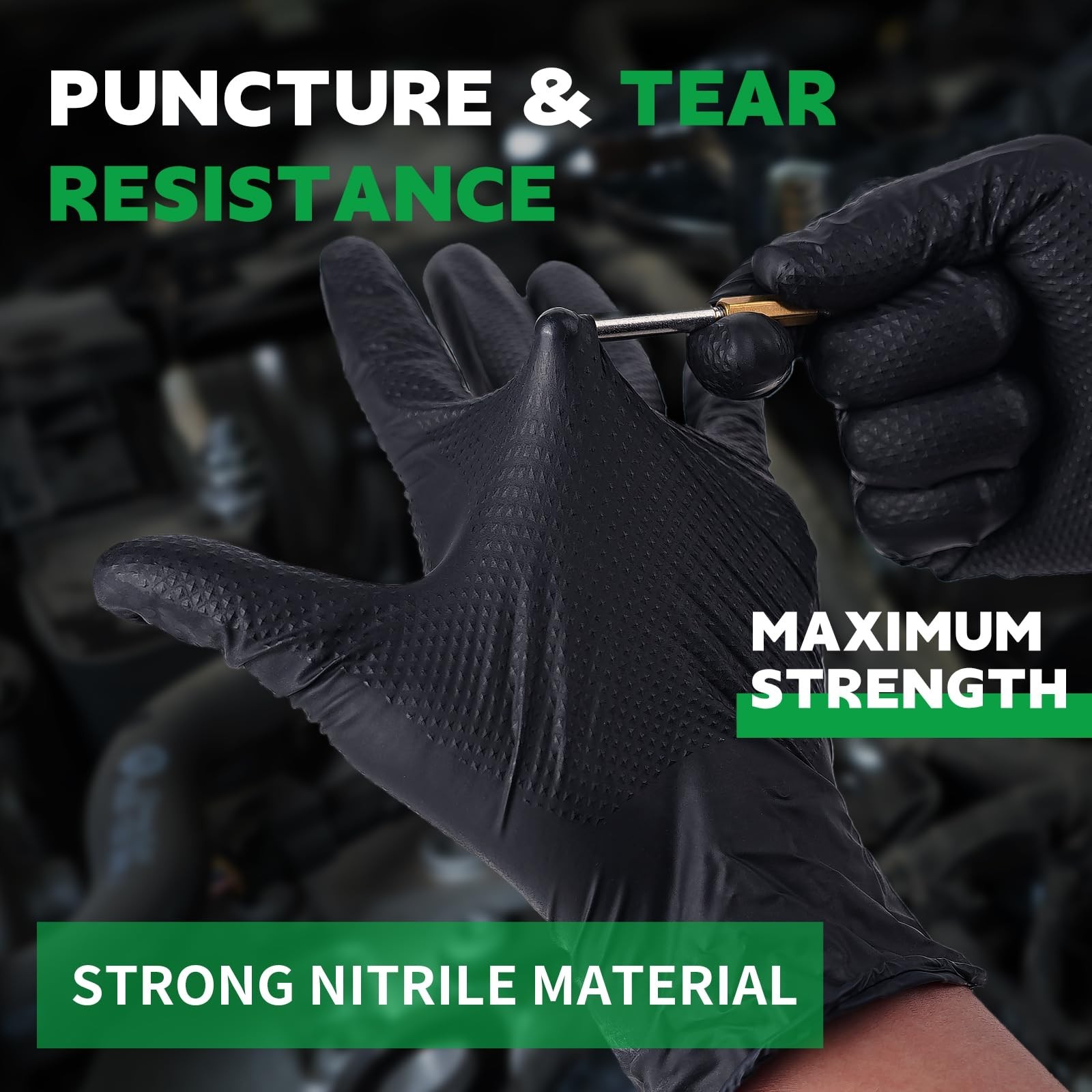 Industrial Diamond Texture Nitrile Gloves – 100/1000PCS, 8mil, Chemical Resistan