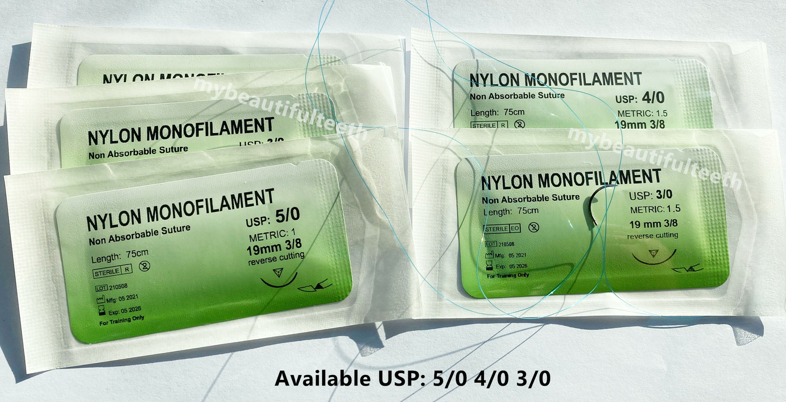 200Pcs Dental Reverse Metric 1.5 Nylon Monofilament 5-0 4-0 3-0