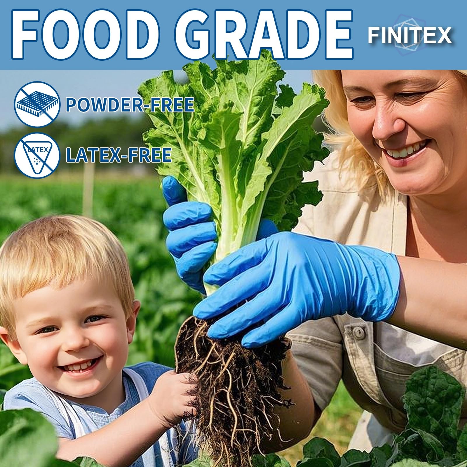 FINITEX Blue Disposable Nitrile Exam Gloves – 200 PCS/BOX 3.5mil Rubber