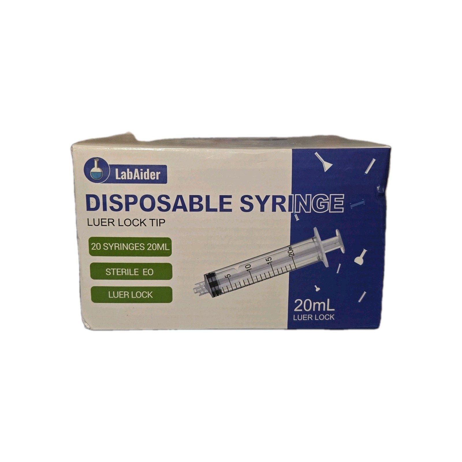 20 Pack Lot Labaider 20ml Disposable Sterile EO Syringes Luer Lock Tip