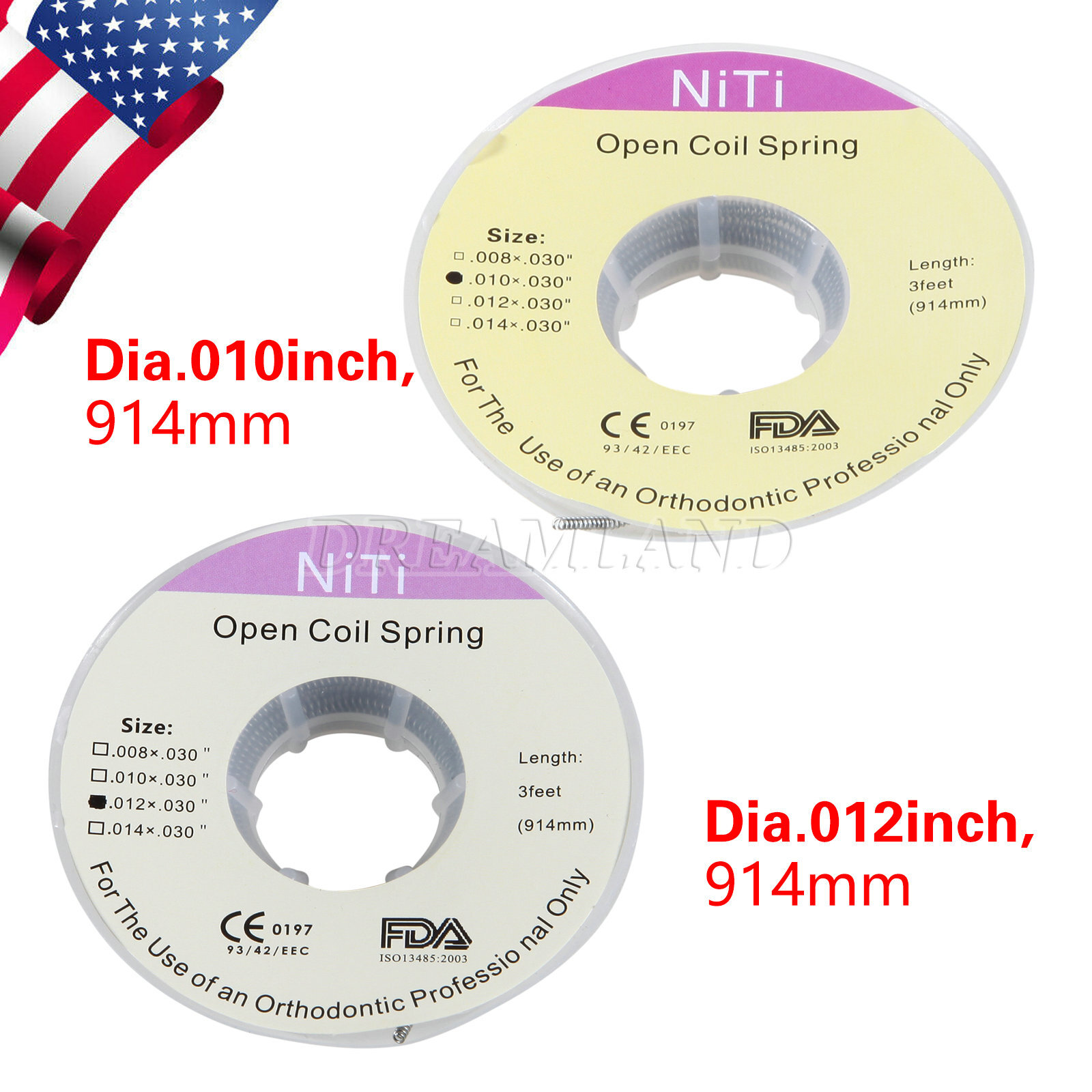 Dental Ortodoncia NITI Abierto Bobina de resorte Dia. 012/010*030