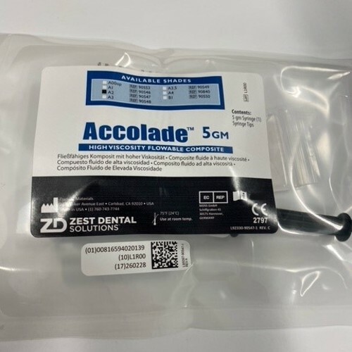 *1-Pack* Danville Zest Dental Accolade Flowable Composite A2 Syringe 5gm 90547