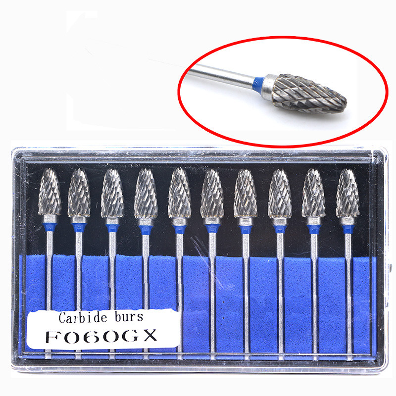 10PCS Dental Tungsten Steel carbide burs Lab Equipment F060GX For 2.35mm motor