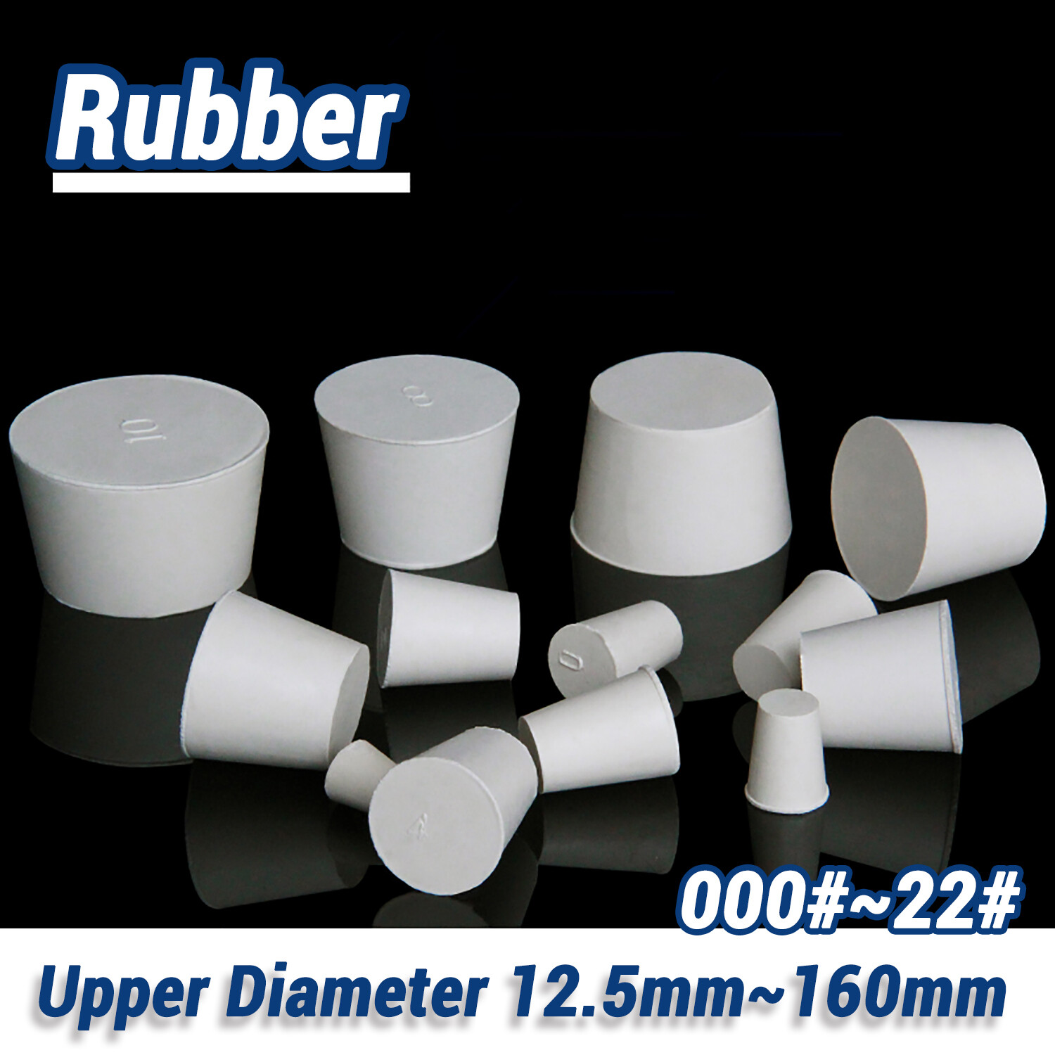 Rubber Stopper Bungs Laboratory Solid Hole Stopper Tapered Flask 25 Sizes Hot