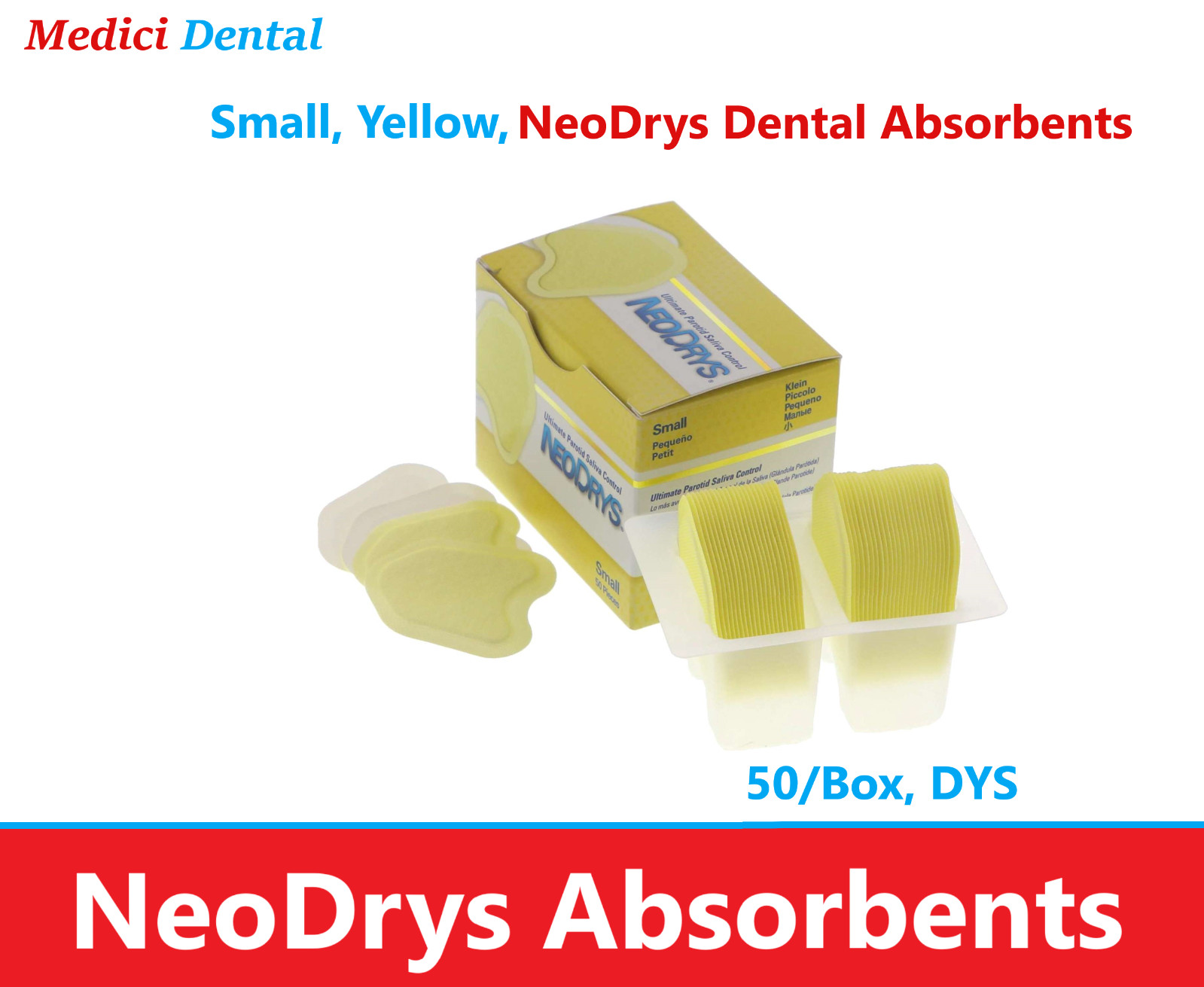 Dental NeoDrys Absorbents Dry Corner Saliva Cotton Roll Substitute S, L -50/Box