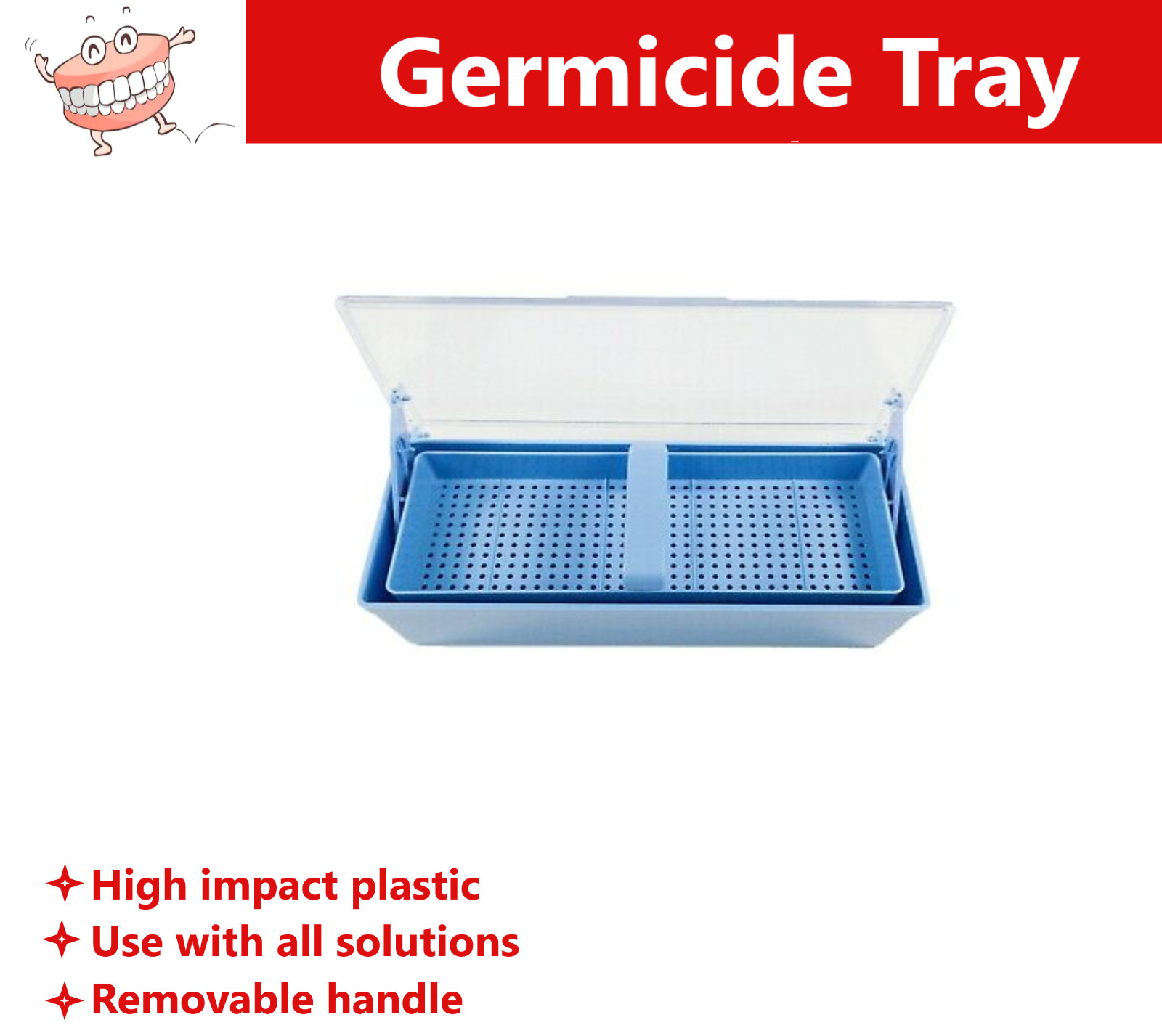 Germicide Tray For the Cold Sterilization of Dental, Tattoo, Medical Instruments